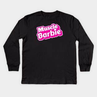 muscle gym barbie FITNESS girl Kids Long Sleeve T-Shirt